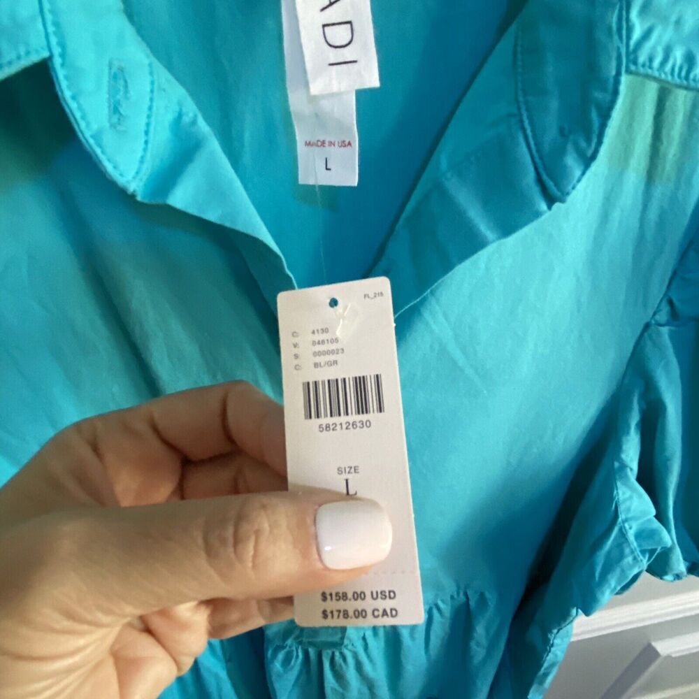 ANTHROPOLOGIE AMADI SHIRT DRESS LARGE $158 Cordelia Tiered Midi Shirtdress New - Picture 5 of 11